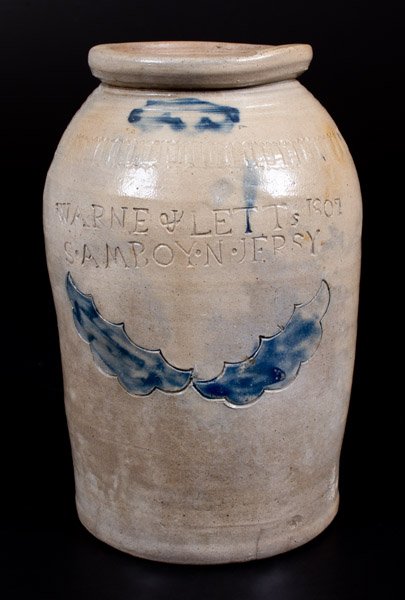 Fine WARNE & LETTS 1807 / S AMBOY N JERSY Stoneware Jar (1 of 1)