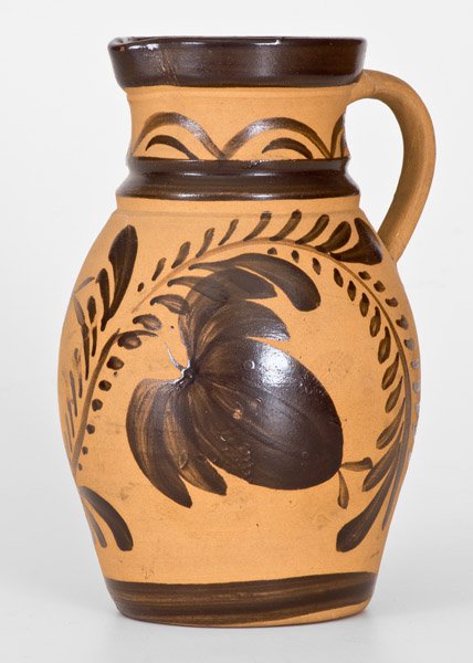 Western PA Tanware Pitcher with Large Brushed Floral (1 of 4)