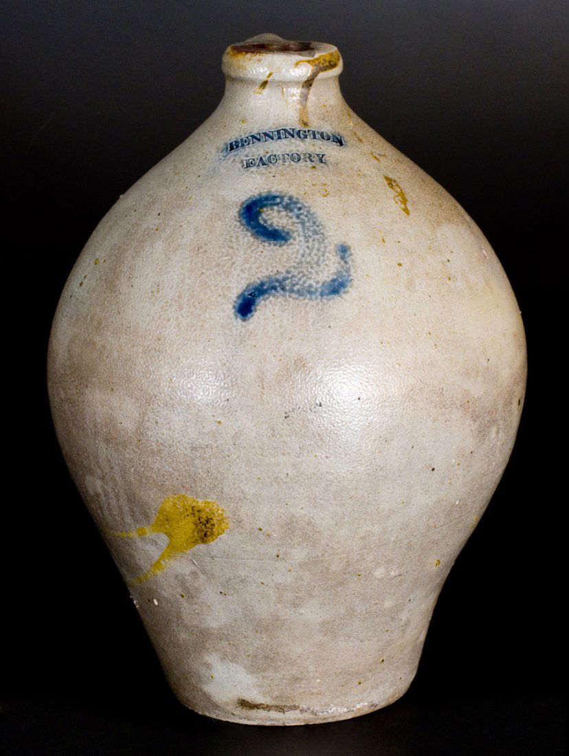 Rare 2 Gal. BENNINGTON FACTORY Stoneware Jug (1 of 3)