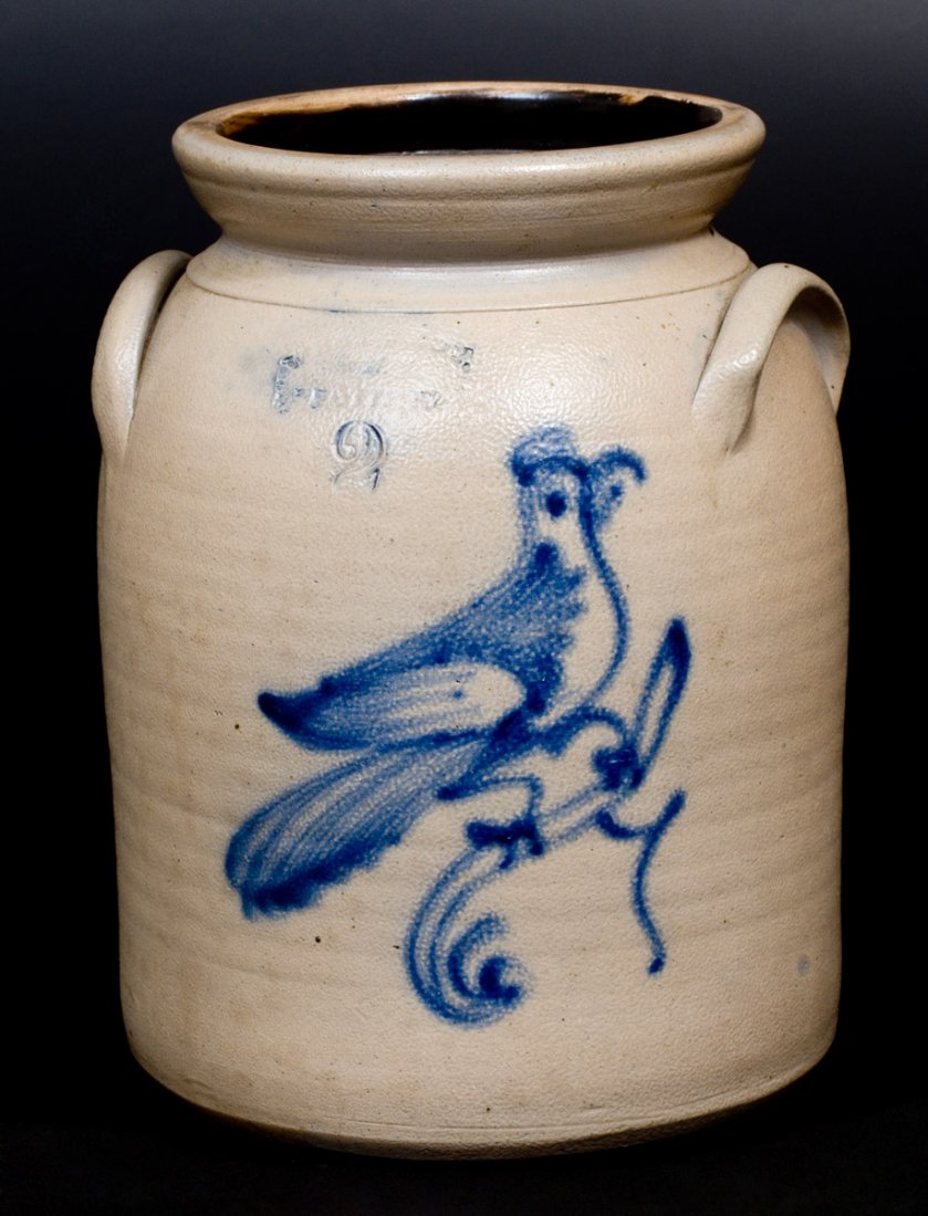 2 Gal. WEST TROY / NY / POTTERY Stoneware Jar with Bird (1 of 1)
