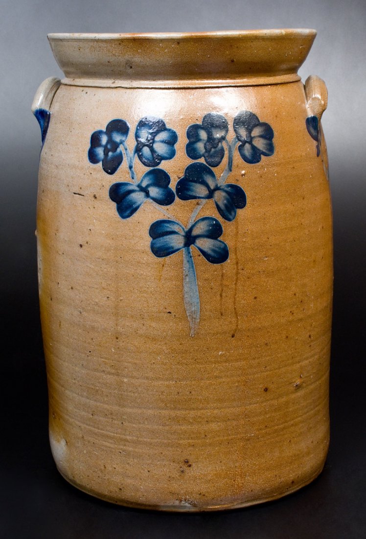 6 Gal. Stoneware Churn with Floral Decoration, (1 of 3)