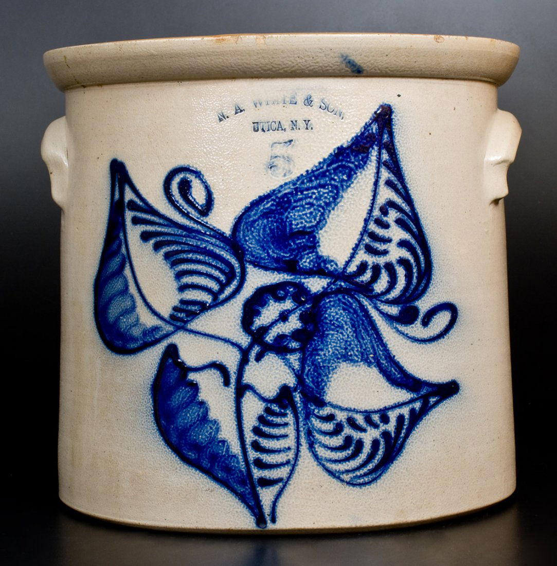 5 Gal. N. A. WHITE & SON / UTICA, N.Y. Stoneware Crock (1 of 1)