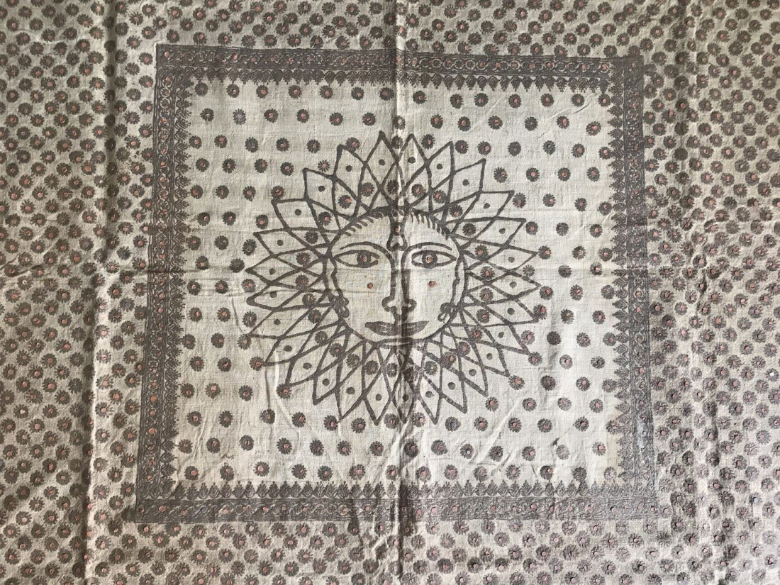 Old Jain Ceremonial Textile  Artwork with Sun Motif (1 of 10)