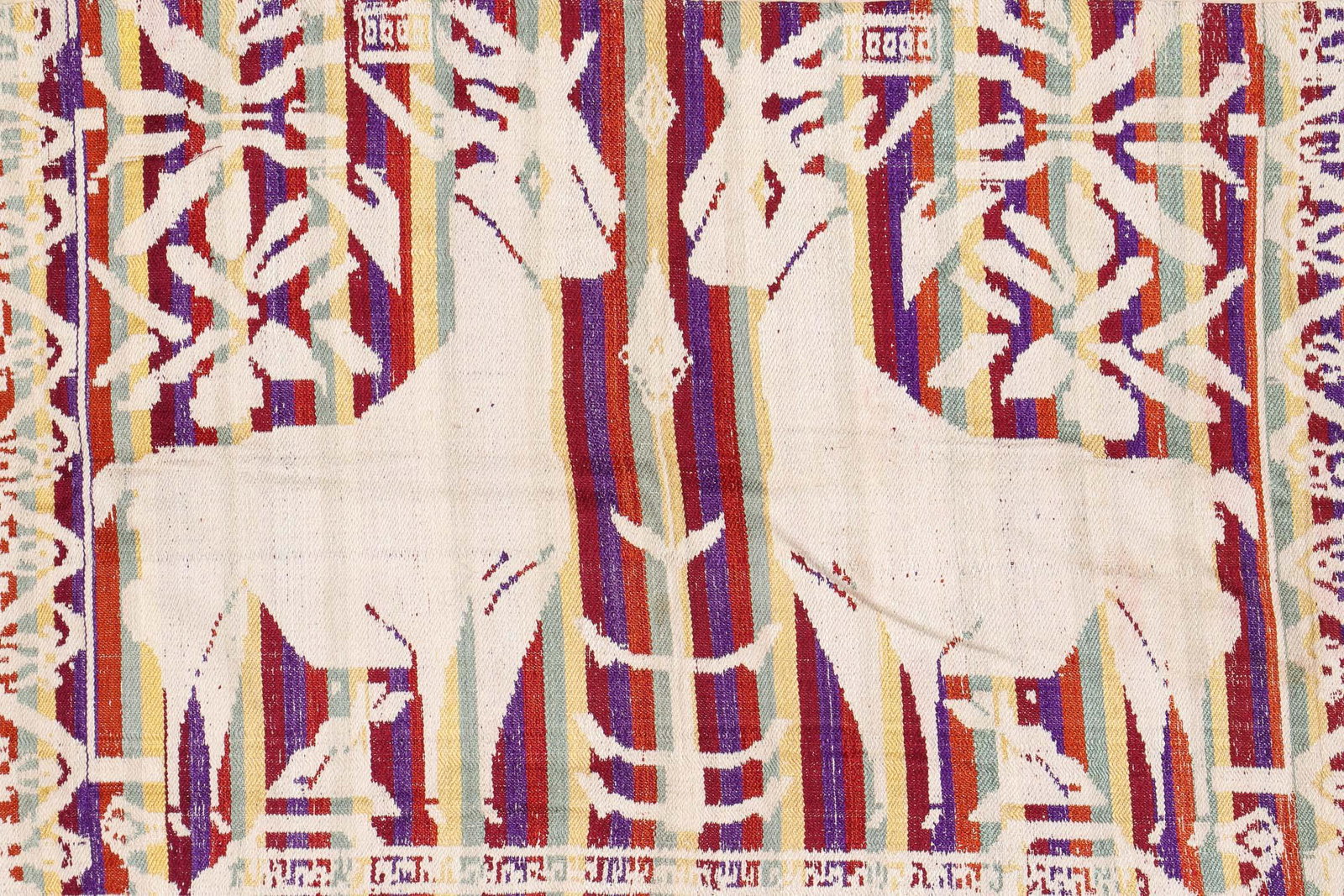 Antique Lao Tai Silk Weaving Textile Art - Deer Motif (1 of 8)