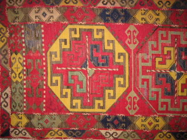 Old Uzbek Napramach: Semi-antique Uzbek Napramach Textile with velvet like feel The Naparamach is used as a mat to sit on or as a cover for a cushion Oxidised blacks. Beautifully rendered artistic devices