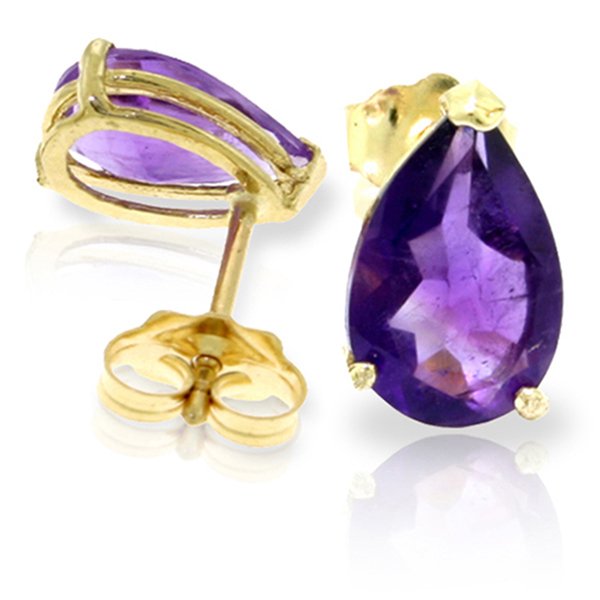 3.15ct Teardrop Amethyst Stud Earrings in 14k Gold: Gorgeous studs are a jewelry staple that are easy to wear for any occasion. Those who love studs in a multitude of bright colors will have to add these bright 14k solid gold stud earrings with natural