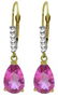 14k Drop Pink Topaz with Diamond Leverback Earrings