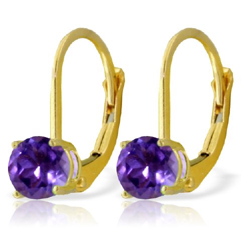 1.20ct Amethyst Leverback Earrings in 14k Yellow Gold