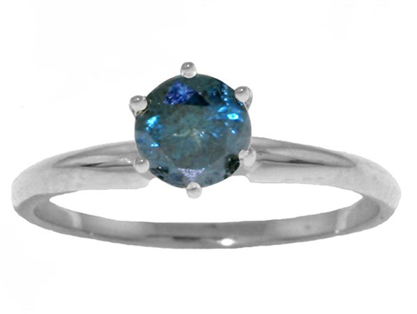 0.50ct Blue Diamond Classic Solitaire Ring in 14k Gold: Fall in love with this 14K Gold Ring featuring a sparkling half carat Genuine Blue Diamond. This jewelry piece is shipped in an elegant black jewelry box and is accompanied by an Appraisal Certificate