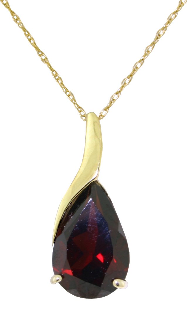 14K Y. GOLD 4.70ct PEAR SHAPE GARNET NECKLACE