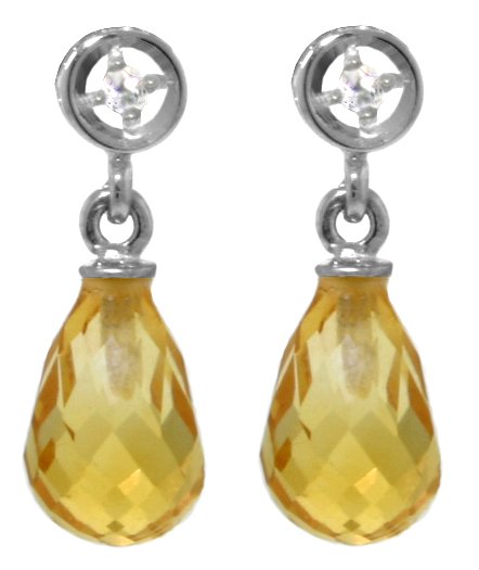 14k White Gold 2.70ct Citrine & Diamond Earrings