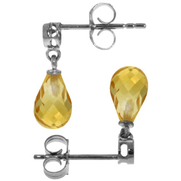 14k White Gold 2.70ct Citrine & Diamond Earrings - 2
