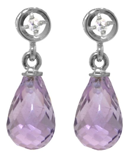 14k White Gold 2.70ct Amethyst & Diamond Earrings