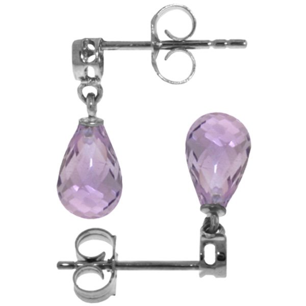 14k White Gold 2.70ct Amethyst & Diamond Earrings - 2
