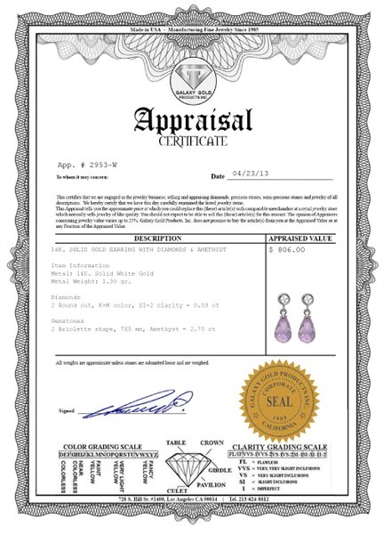 14k White Gold 2.70ct Amethyst & Diamond Earrings - 3