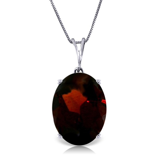 14k White Gold 6.0ct Garnet Oval Necklace: Description 14K. SOLID GOLD NECKLACE WITH OVAL GARNET Comes with 18" long, 0.42 mm thickness Box Chain. An oval Garnet pendant emits its warmth on this 14 karat Necklace. Item Information Metal: 14K. 
