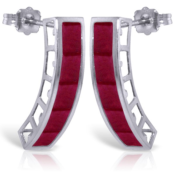 14K White Gold 5.0ct Ruby Push Back Earring: *** Description 14K. SOLID GOLD EARRINGS WITH NATURAL RUBIES Secured by post friction Push Backs Item Information Metal: 14K. Solid Gold Item Weight: 2.70 gr. Gemstones 10 Square shape, 4X4 mm, Ruby =
