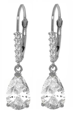 14k WG 3.0ct White Topaz & Diamond Leverback Earrings: Item Information Metal: 14K. Solid Gold Item Weight: 2.20 gr. Diamonds 10 Round cut, I-J color, SI-2 clarity = 0.15 ct Gemstones 2 Pear shape, 9X6 mm, White Topaz = 3.00 ct Measurements Height: 1.11 i