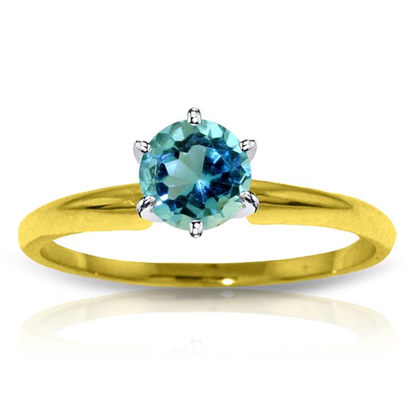 14k Solid Gold 0.65ct Blue Topaz Ring: 14K. SOLID GOLD SOLITAIRE RING WITH NATURAL BLUE TOPAZ Original Ring size 6.50 A Natural Blue Topaz is securely set in this 14k Solid Gold Band. Item Information Metal: 14K. Solid Gold Item Weight: 1.