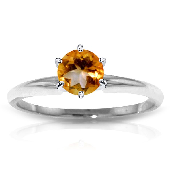 14k WHITE GOLD 0.65ct Citrine Solitaire Ring: Item Weight: 1.70 gr. Center Gemstone 1 Round shape, 5.0 mm, Citrine = 0.65 ct Measurements Height: 0.99 in ( 25.1 mm) Width: 0.23 in ( 5.8 mm) This jewelry piece is shipped in an elegant black jewelr