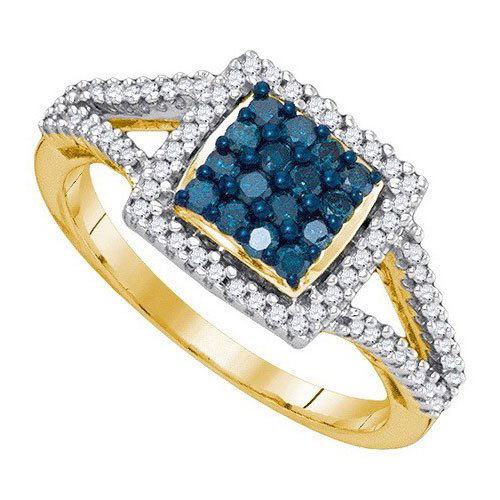 10K Yellow-gold 0.50CTW BLUE DIAMOND FASHION RING: 10K Yellow-gold 0.50CTW BLUE DIAMOND FASHION RING **|**|** JSC Source: 89555 ; Metal: Gold ; Metal Purity: 10KT ; Ring Size: 7 ; Main Stone: I1-I2 ; Total Carat: 0.5 ; Main Stone Color: H-I Color ; Al
