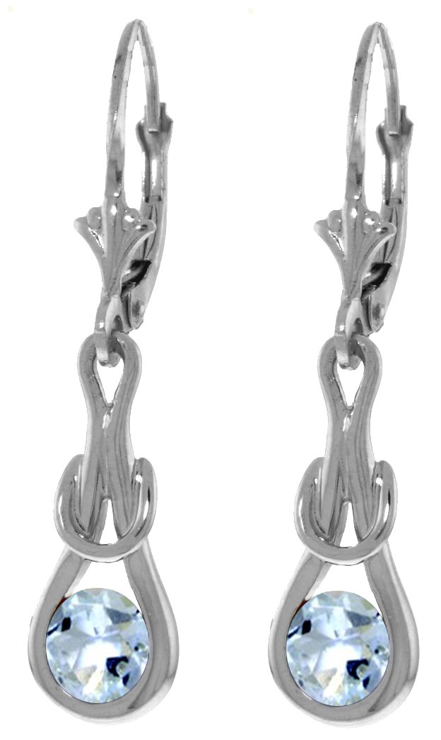 14K White Gold Lever Back Earrings with Aquamarines: 14K White Gold Lever Back Earrings with Aquamarines **|**|** Two mystifying Round shaped Aquamarines stand out on this perfectly crafted 14k White Gold Leverback Earring. SKU: 4233-W ; MSRP: $1478 #20
