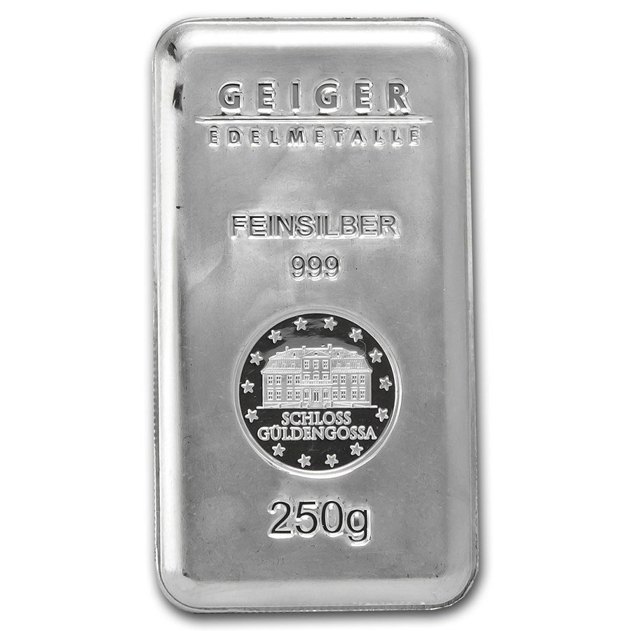 250 gram Silver Bar - Geiger (Security Line Series): 250 gram Silver Bar - Geiger (Security Line Series) **|**|** 250 gram Silver Bar - Geiger (Security Line Series) #27127v2