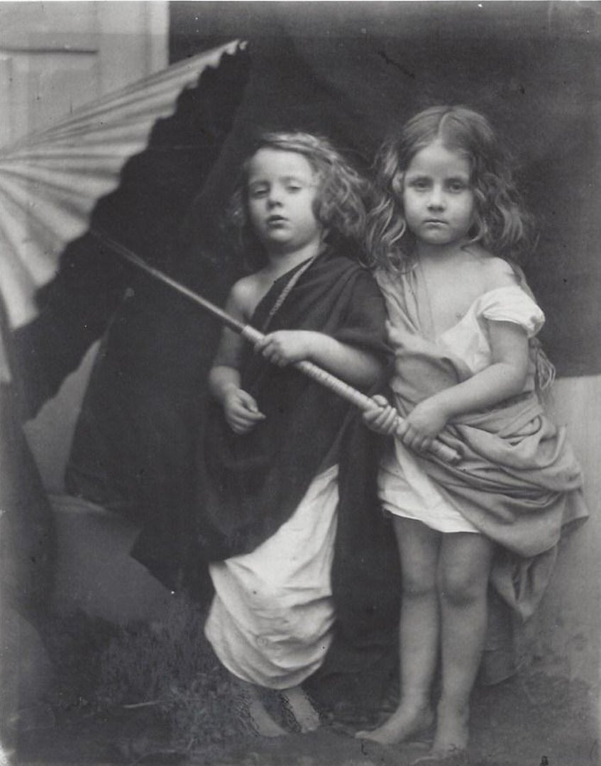 Julia Margaret Cameron, Paul and Virginia, 1864: JULIA MARGARET CAMERON (1815 - 1879). Paul and Virginia, 1864. Silver print. Gallery press print. Unsigned. Exhibition label: Museum of Fine Arts, Boston Julia Margaret Cameron: Victorian Photographer