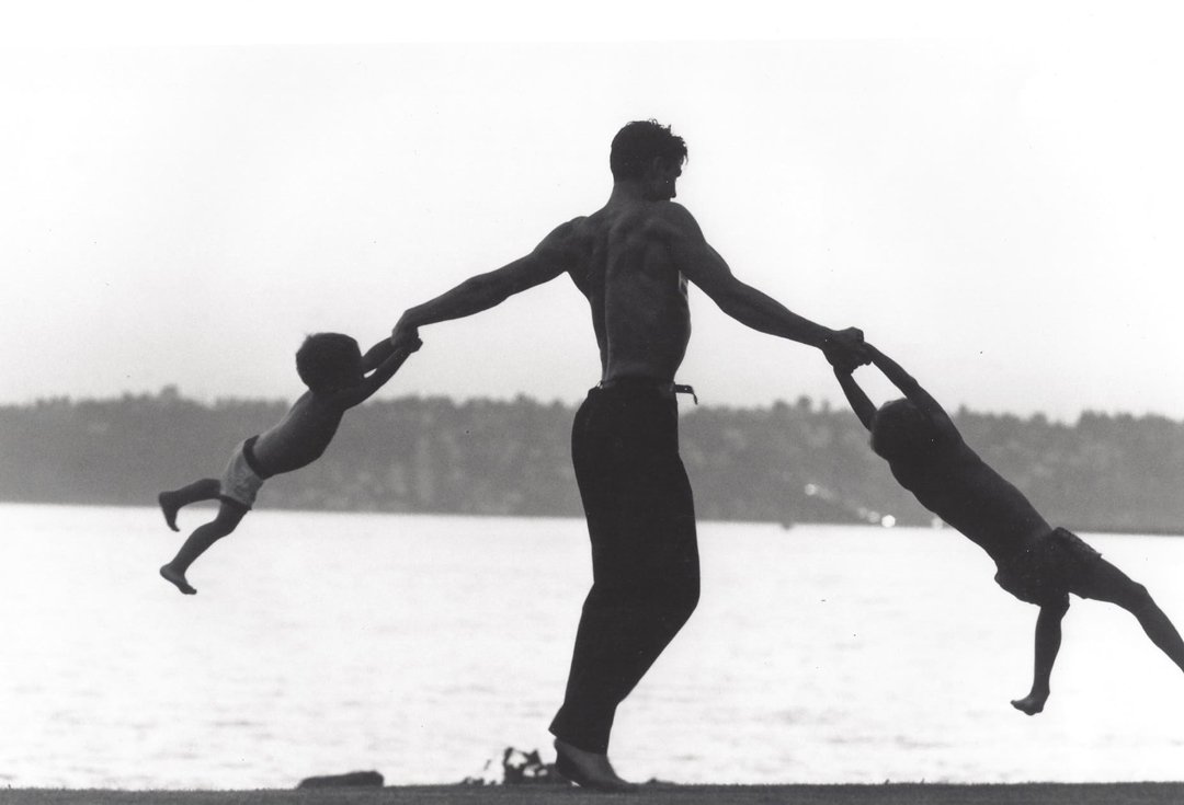 John Dominis, Jacques D'Amboise and Sons, 1962: JOHN DOMINIS (b. 1921 -). Jacques D'Amboise and Sons, 1962. Photographic print. Gallery press print. Credit label on verso: John Dominis / LIFE Magazine, copyright Time Inc. Photographer: John Dominis
