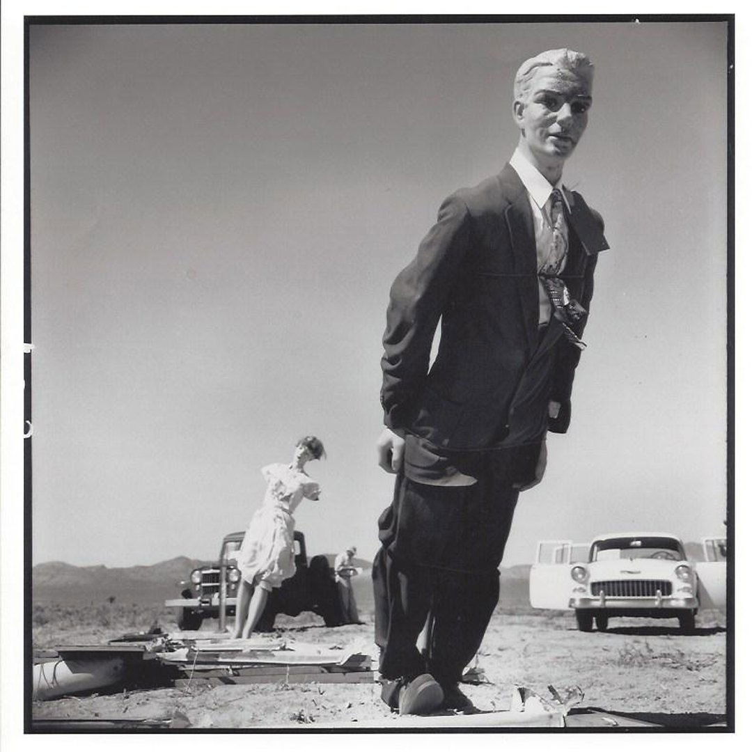 Loomis Dean, Atomic Test Mannequins, Nevada 1955: LOOMIS DEAN, Atomic Test Mannequins, Nevada, 1955. Photographic print. Gallery press print. Unsigned. Exhibition label: Apex Fine Art. Loomis Dean: American Original. Photographer: Loomis Dean. Medium