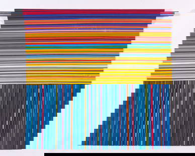 Linda Besemer (American, b. 1957) Two works of art: Linda Besemer (American, b. 1957) Two works of art: Fold #9 Section d'Or, 1998; Acrylic paint folded over polished aluminum rod; 48" x 72"; Provenance: Post, Los Angeles; Study for Fold # 27, 1999; Co