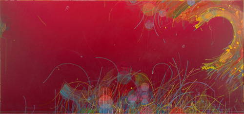 Tam Van Tran (American, b. 1966) Wavy Gravy, 2003;: Tam Van Tran (American, b. 1966) Wavy Gravy, 2003; Acrylic on canvas; Signed and dated; 30" x 64"; Provenance: Cohan and Leslie, New York