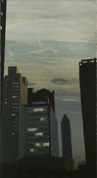 Glen Rubsamen (American, b. 1959) New York (Novem: Glen Rubsamen (American, b. 1959) New York (November), 1994; Oil on canvas mounted on board; Signed, titled and dated (on verso); 18" x 10 1/8"; Provenance: Private Collection, New York