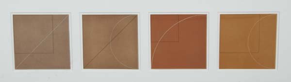 Robert Mangold (American, b. 1937) Untitled, 1975: Robert Mangold (American, b. 1937) Untitled, 1975; Four aquatints (framed together); Numbered 12/50 on portfolio; 9" x 8 3/4" (sheet) each; Printer: Patrick Foy, Crown Point Press, Oakland; Publisher: