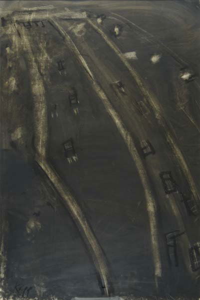 David Kapp (American, b. 1953) Two works of art: David Kapp (American, b. 1953) Two works of art: Oncoming Car, 1985; Monotype; Signed, dated and numbered 4/26; 25" x 35 3/4" (sheet); F.D.R. Drive North, 1986; Oilstick on paper (framed); Signed; 43"