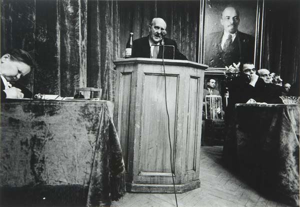 William Klein (American, b. 1928) Actors' Union Pr: William Klein (American, b. 1928) Actors' Union Praesidium, Moscow, 1960; Gelatin silver print; Signed, dated and titled; 15 7/8" x 19 7/8" (sheet)