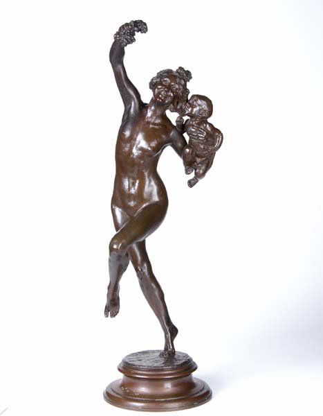 Frederick MacMonnies (American, 1863-1937) Bacch: Frederick MacMonnies (American, 1863-1937) Bacchante and Infant Faun (Idylle), 1894; Bronze; Signed and dated "F. MacMonnies 1894" with foundry mark "Avenue de Chatillon / E. Gruet / Founder / Paris";