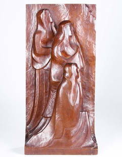 Warren Wheelock (American, 1880-1960) The Three: Warren Wheelock (American, 1880-1960) The Three Marys; Carved wood; Signed "Wheelock"; 24 7/8" high