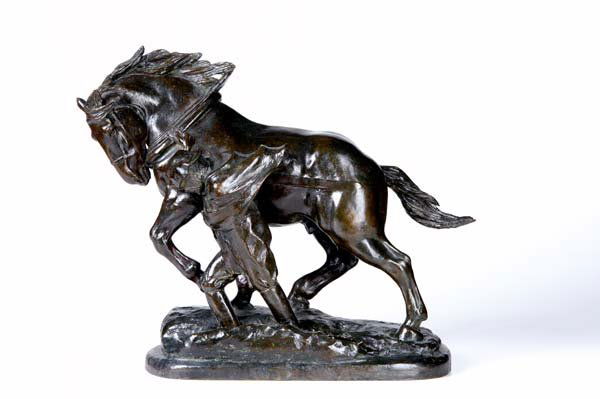 Anna Vaughn Hyatt Huntington (American, 1876-197: Anna Vaughn Hyatt Huntington (American, 1876-1973) Tribute to the Workhorse; Bronze; Signed "Anna V. Hyatt" with foundry mark "ROMAN BRONZE WORKS N-Y"; 14 3/4" high; Foundry: Roman Bronze Works, New Y