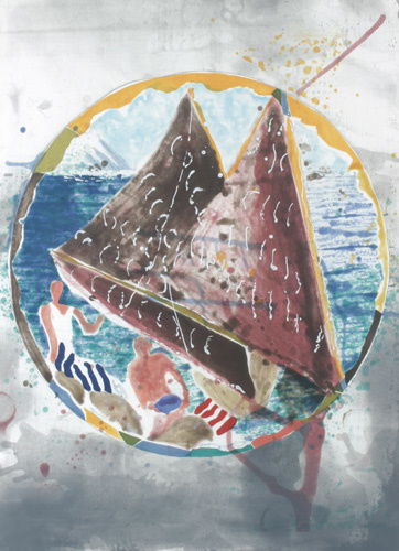 Malcolm Morley, Rite of Passage, 1989, 19 etching: Malcolm Morley, Rite of Passage, 1989, etching in nineteen colors printed from copper on HMP Koller handmade cream paper; 46-1/2 x 32-1/2 inches (sheet); 19/52; numbered and signed lower right recto;