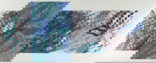 Steven Sorman, As Often, 1988, mixed media (lithog: Steven Sorman, As Often, 1988, mixed media on paper (lithograph; woodcut; pastel and intaglio); 37 x 91 inches (image); 19/22; signed; titled; numbered and dated lower right recto; washed oak frame (4