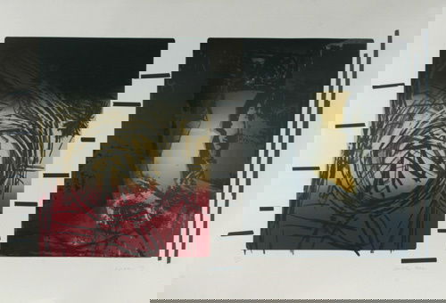 John Walker, Double Nac, 1978, screenprint in colo: John Walker, Double Nac, 1978, screenprint in colors; 41-1/2 x 61-1/2 inches (sheet); 21/45; numbered; titled signed and dated along lower margin; framed (43-1/4 x 62-3/4 inches )