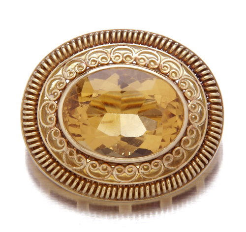 Louis Comfort Tiffany brooch in 18K yellow gold, pl