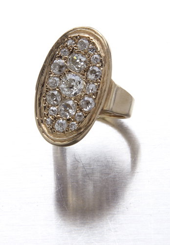 14K yellow gold ring with 2.25 cts TW European-cut
