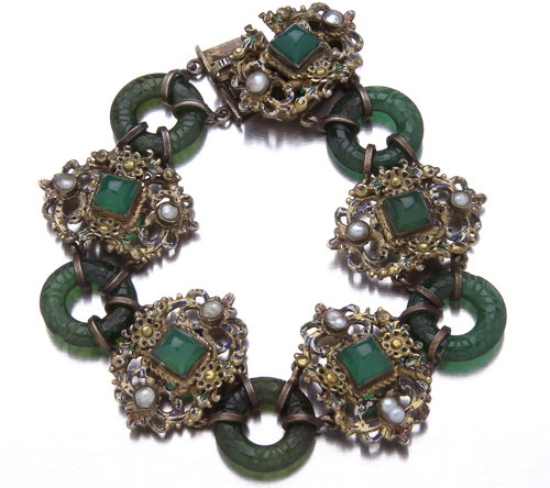 Hungarian silver and crysoprase bracelet with blis