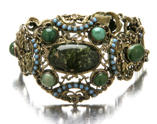 Hungarian gilt silver and turquoise link bracelet