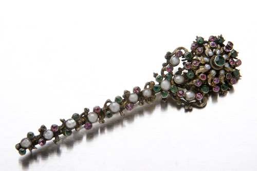 Hungarian scepter pin, 19th c., gilt silver, foil
