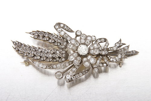 Victorian diamond bouquet brooch, en tremblant, si