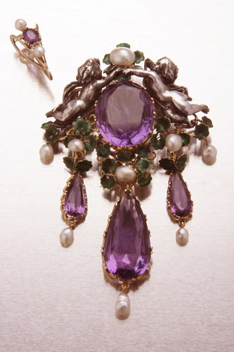 French, Froment-Meur brooch,putti, Jules Wiese