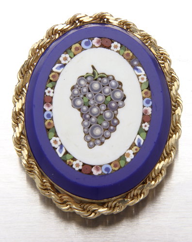 19th Century grape motif micro mosaic composed of